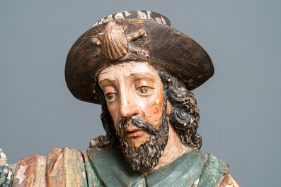 Un important groupe en bois polychrom&eacute; de Saint Jacques de Z&eacute;b&eacute;d&eacute;e, Espagne, 16&egrave;me