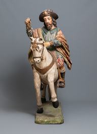 Un important groupe en bois polychrom&eacute; de Saint Jacques de Z&eacute;b&eacute;d&eacute;e, Espagne, 16&egrave;me