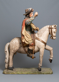 Un important groupe en bois polychrom&eacute; de Saint Jacques de Z&eacute;b&eacute;d&eacute;e, Espagne, 16&egrave;me