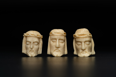 Three two-faced bone memento mori, 19th C.