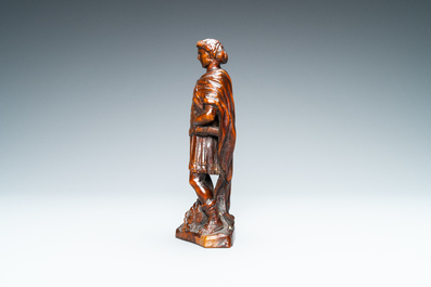Een palmhouten figuur van David met het hoofd van Goliath, 17e eeuw