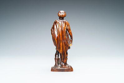 Een palmhouten figuur van David met het hoofd van Goliath, 17e eeuw
