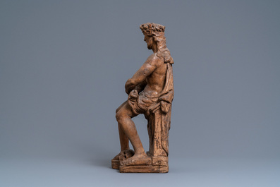 Een eikenhouten figuur van Christus op de koude steen, Vlaanderen, vroeg 16e eeuw