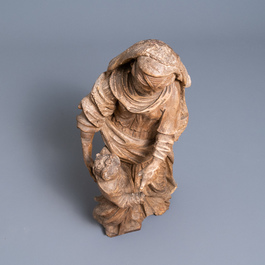 A large limewood group depicting Saint Anne teaching the Virgin Mary, late 16th C.