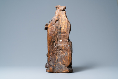 Een eikenhouten figuur van Sint-Catharina van Alexandri&euml;, Boven-Rijngebied, Duitsland, ca. 1520