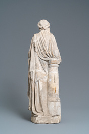 A limestone figure of Saint Barbara, 16th C.