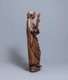A large oak figure of Saint-Ursula the martyr, 1st half 16th C.