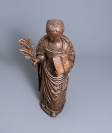 A large oak figure of Saint-Ursula the martyr, 1st half 16th C.
