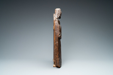 Een eikenhouten retabelfragment met twee figuren, Vlaanderen, 1e helft 16e eeuw