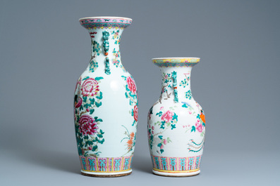 Two Chinese famille rose vases, 19th C.