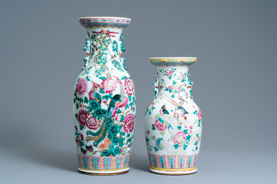 Two Chinese famille rose vases, 19th C.