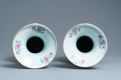 A pair of Chinese Canton famille rose 'Wu Shuang Pu' vases, 19th C.
