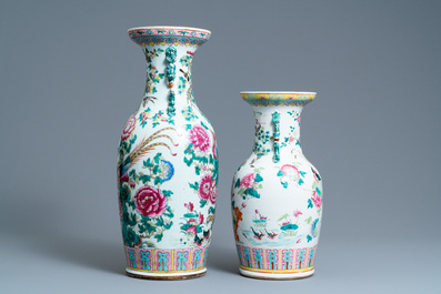 Two Chinese famille rose vases, 19th C.