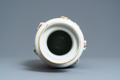 A Chinese famille rose vase with applied 'antiquities' design, Yongzheng