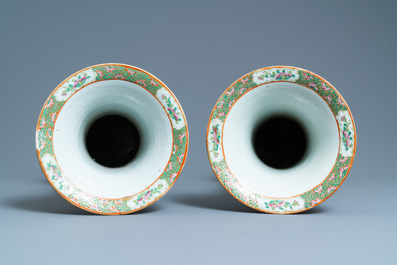 A pair of Chinese Canton famille rose vases, 19th C.