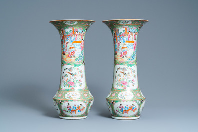 A pair of Chinese Canton famille rose vases, 19th C.