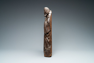 Een eikenhouten retabelfragment met twee figuren, Vlaanderen, 1e helft 16e eeuw