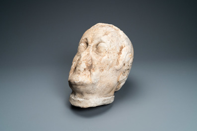 A large marble head of a prelate, Italy, 17th C.