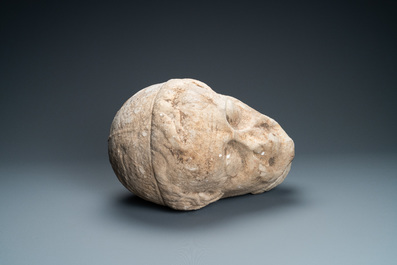 A large marble head of a prelate, Italy, 17th C.