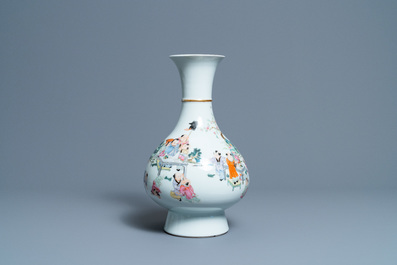A Chinese famille rose 'playing boys' vase, Qianlong mark, Republic