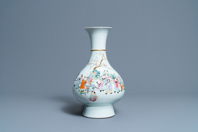 A Chinese famille rose 'playing boys' vase, Qianlong mark, Republic