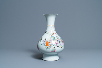 A Chinese famille rose 'playing boys' vase, Qianlong mark, Republic