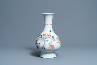 A Chinese famille rose 'playing boys' vase, Qianlong mark, Republic