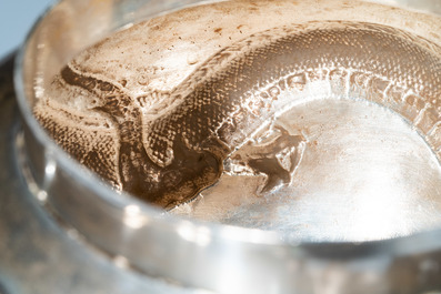 A Chinese silver 'dragon' teapot, Sing Fat, Canton or Hongkong, Republic