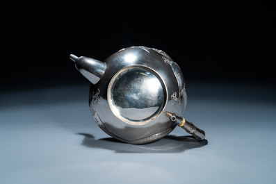 A Chinese silver 'dragon' teapot, Sing Fat, Canton or Hongkong, Republic