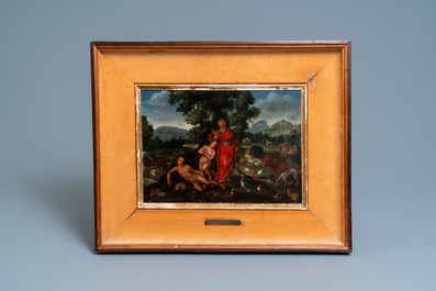 Vlaamse school, omgeving van Jan van Kessel (1626-1679), olie op koper: De schepping van Eva