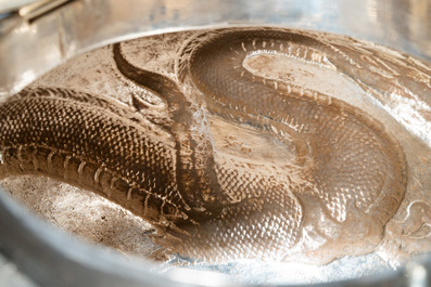 A Chinese silver 'dragon' teapot, Sing Fat, Canton or Hongkong, Republic