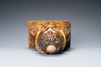 A polychromed and gilded wooden reliquary bust, Italy, 17th C.