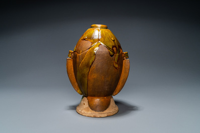 A Chinese sancai-glazed 'twin fish' vase, probably Song