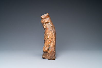 An oak figure of a prophet with traces of polychromy, 16th C.