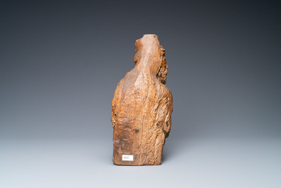 An oak figure of a prophet with traces of polychromy, 16th C.