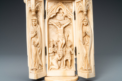 An ivory triptych figure depicting a bishop, Dieppe, France, 19th C.