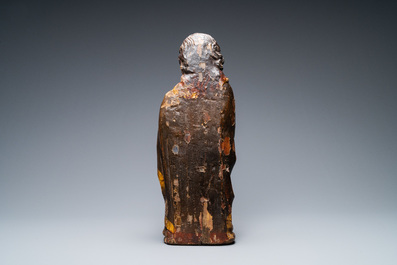 Een gepolychromeerde houten figuur van Petrus, Frankrijk, 16e eeuw