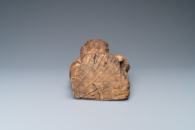 An oak figure of a prophet with traces of polychromy, 16th C.