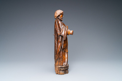 Een eikenhouten figuur van de apostel Petrus, Rijnvallei, Duitsland, 15e eeuw