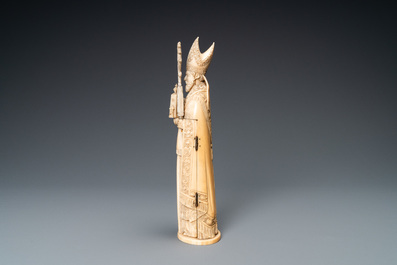 An ivory triptych figure depicting a bishop, Dieppe, France, 19th C.