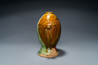 A Chinese sancai-glazed 'twin fish' vase, probably Song