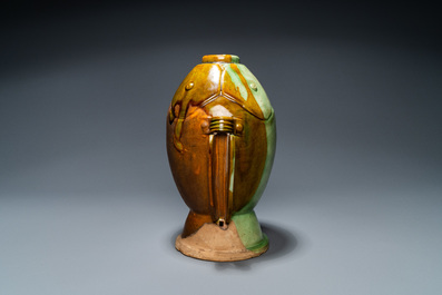 A Chinese sancai-glazed 'twin fish' vase, probably Song