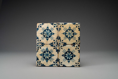 Forty-four blue and white and polychrome Dutch Delft tiles, 17/18th C.