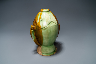 A Chinese sancai-glazed 'twin fish' vase, probably Song