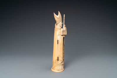 An ivory triptych figure depicting a bishop, Dieppe, France, 19th C.