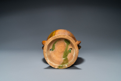 A Chinese sancai-glazed 'twin fish' vase, probably Song