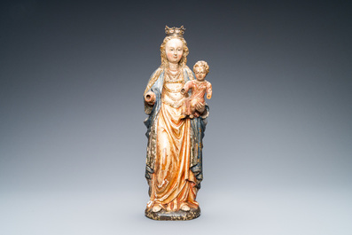 A polychromed and gilded walnut figure of a Madonna with child, so called 'Poup&eacute;e de Malines', 1st half 16th. C.