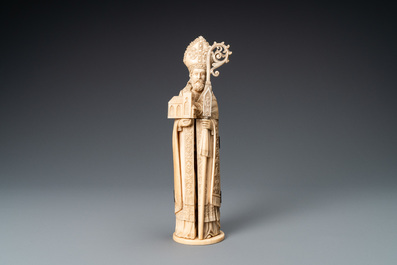 An ivory triptych figure depicting a bishop, Dieppe, France, 19th C.