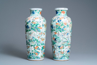 A pair of Chinese famille verte 'mythical animals' vases, Kangxi