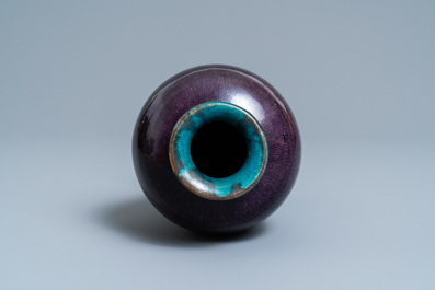 A Chinese monochrome aubergine-glazed 'meiping' vase, Ming